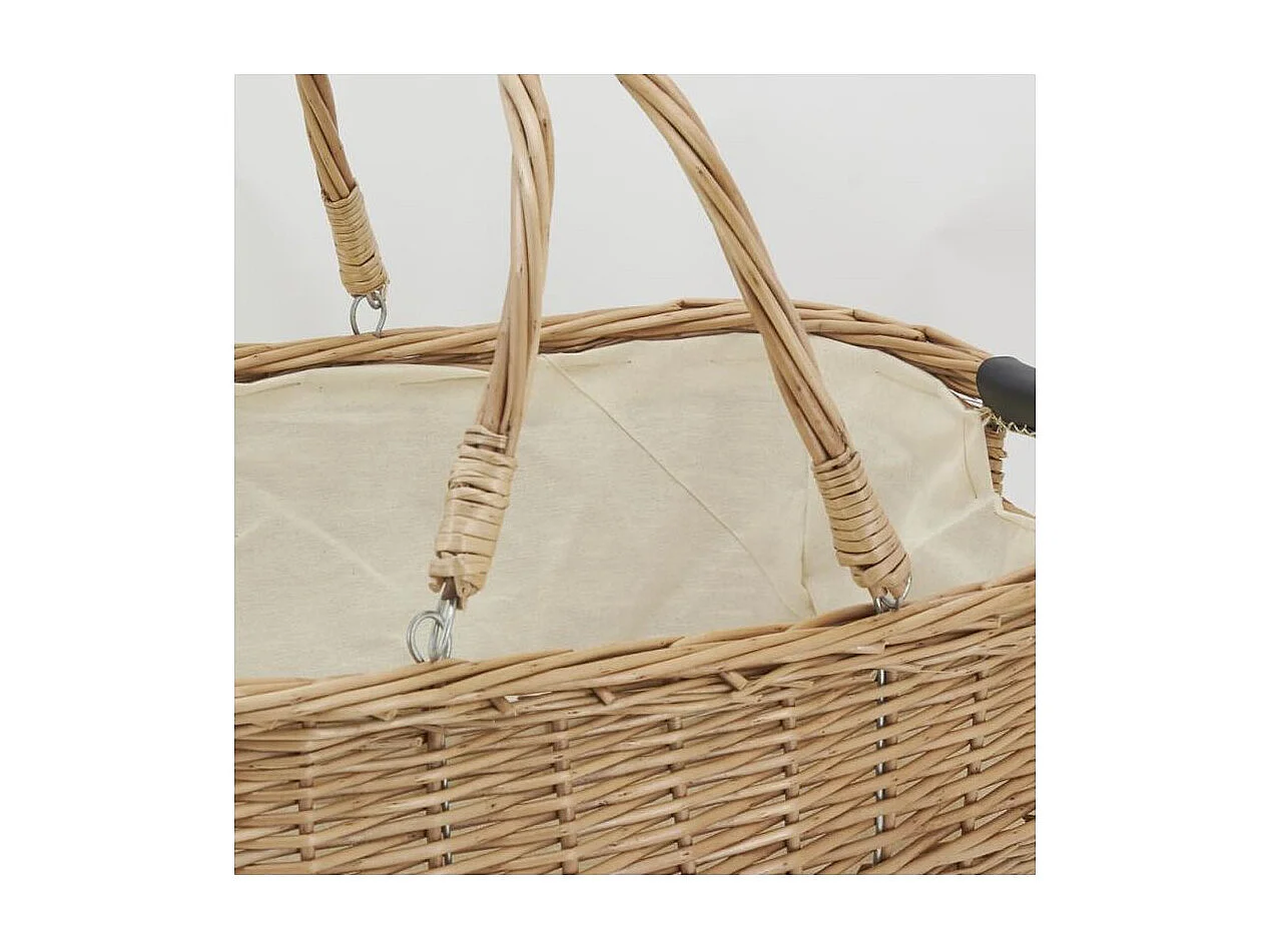 Grand panier rectangulaire en osier et coton