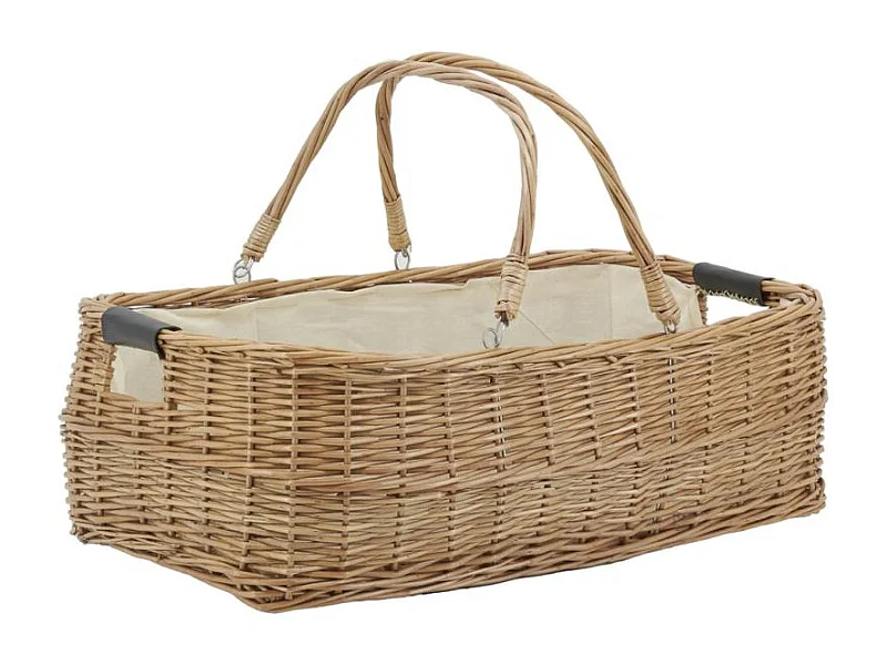 Grand panier rectangulaire en osier et coton