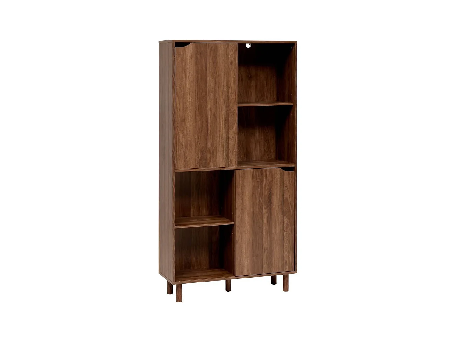 Bibliothèque de 2 portes coulissantes et 8 niches coloris marron - Longueur 80 x largeur 30 x Hauteur 159,5 cm