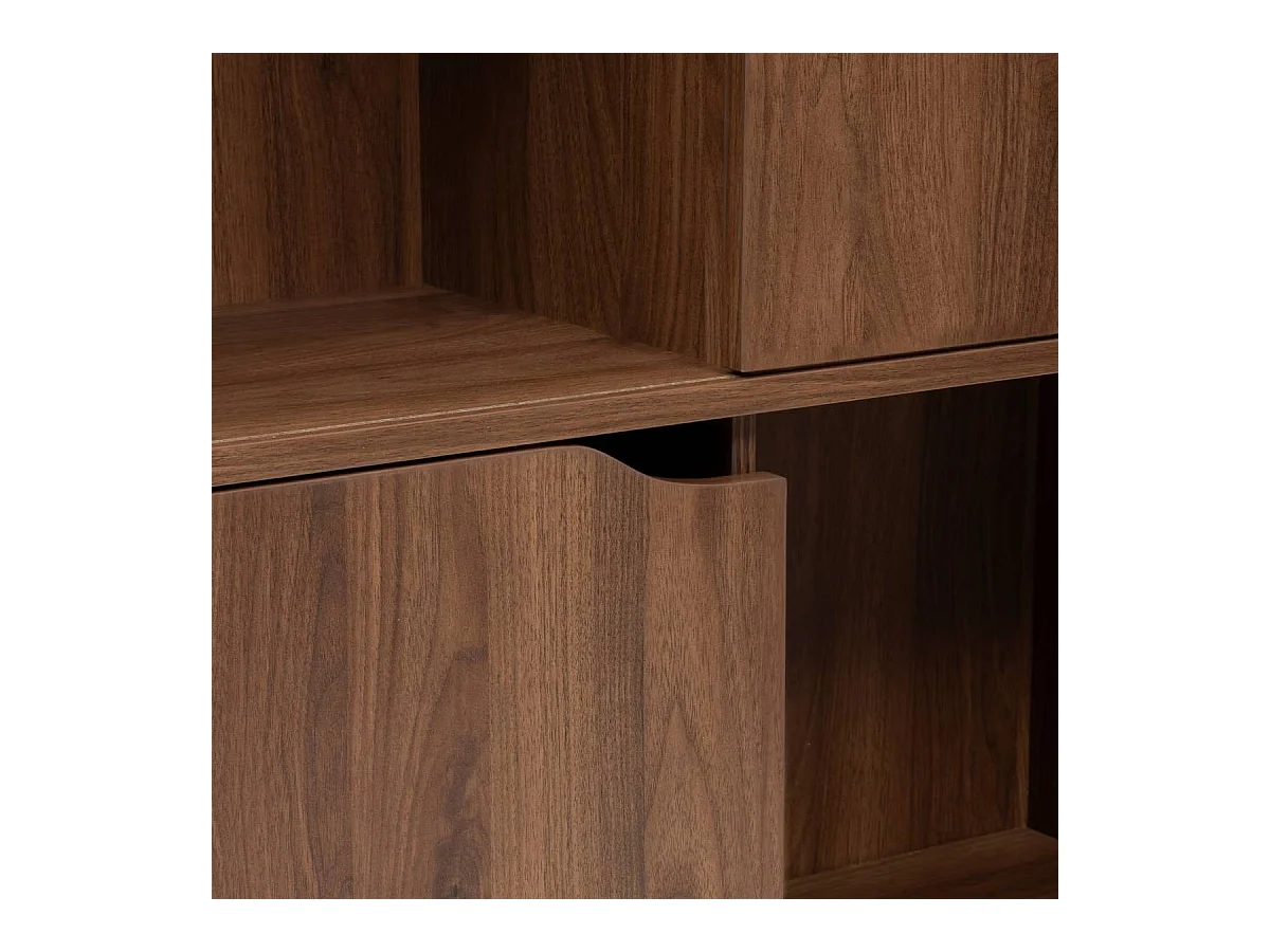 Bibliothèque de 2 portes coulissantes et 8 niches coloris marron - Longueur 80 x largeur 30 x Hauteur 159,5 cm