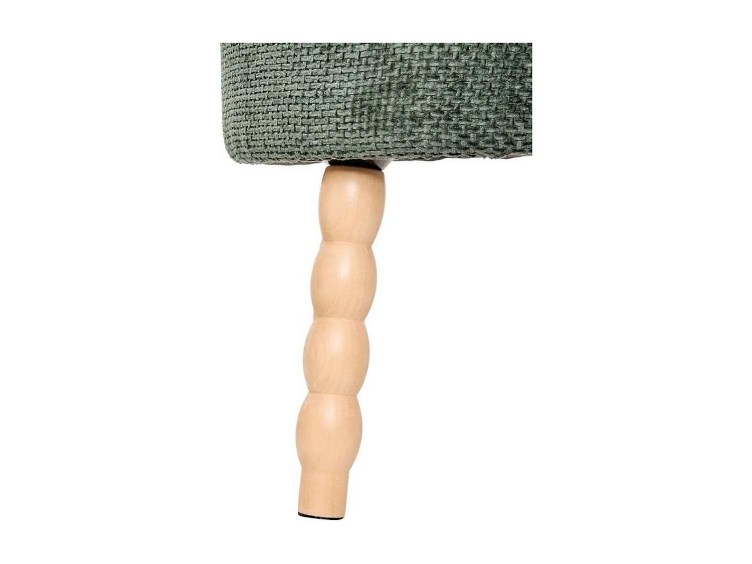 Tabouret rond rembourré tissu vert et pieds en bois - Diamètre 39 x Profondeur 38 x Hauteur 38 cm