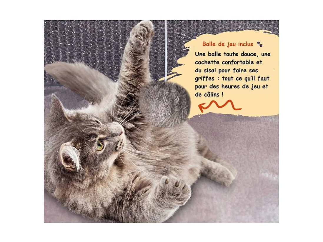 Maison pour chats avec griffoirs en sisal gris 40x40x27cm