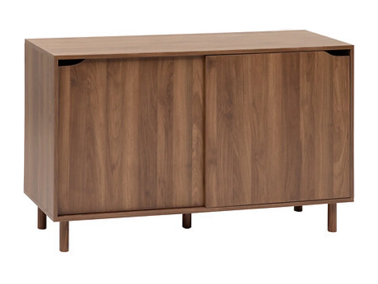 Buffet 2 portes coulissantes coloris effet bois foncé - Longueur 120 x Profondeur 40 x Hauteur 72 cm