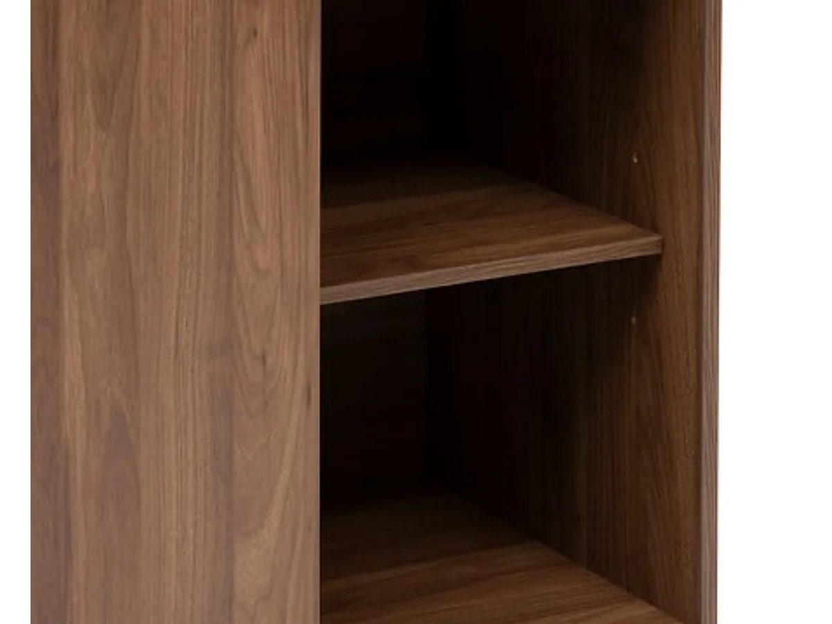 Buffet 2 portes coulissantes coloris effet bois foncé - Longueur 120 x Profondeur 40 x Hauteur 72 cm