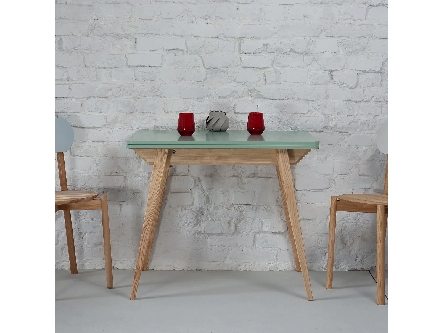 Table à manger extensible 90x65 Envelope Vert Sauge