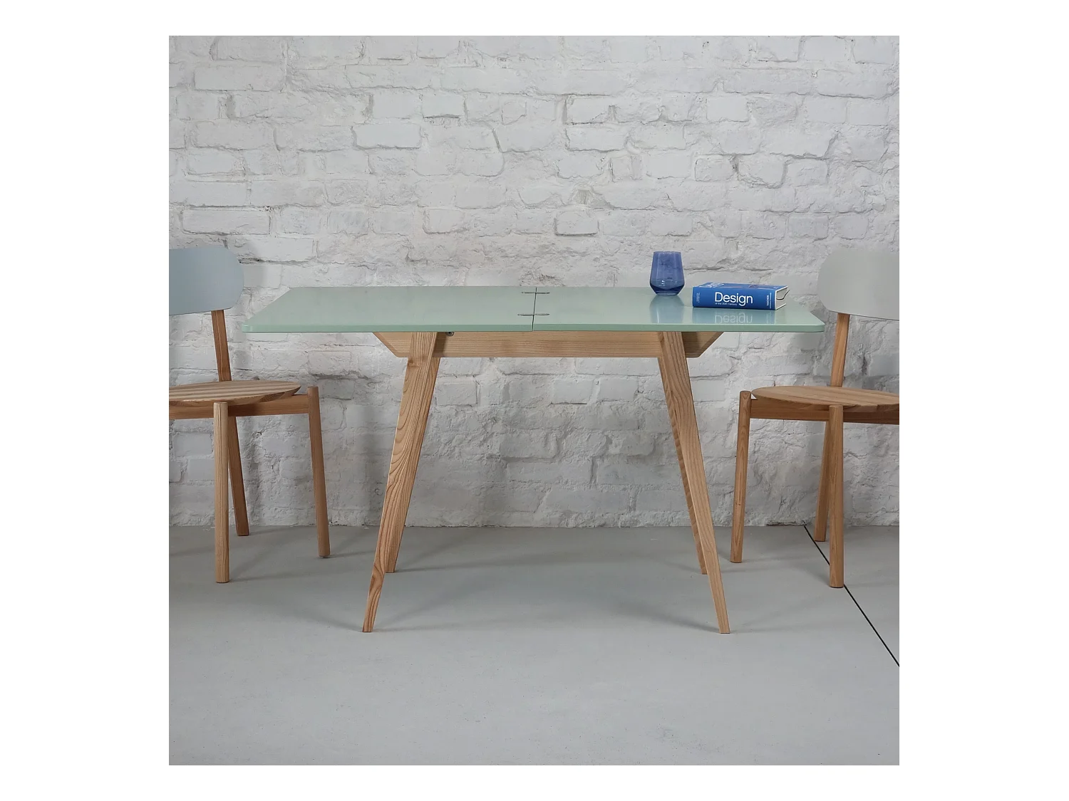 Table à manger extensible 90x65 Envelope Vert Sauge