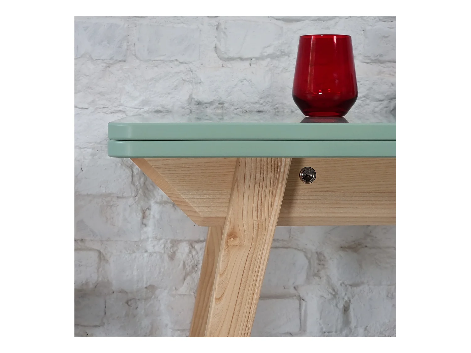 Table à manger extensible 90x65 Envelope Vert Sauge