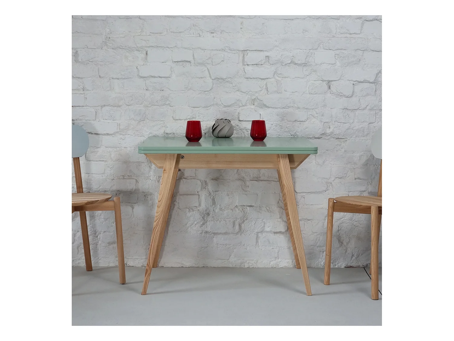 Table à manger extensible 90x65 Envelope Vert Sauge