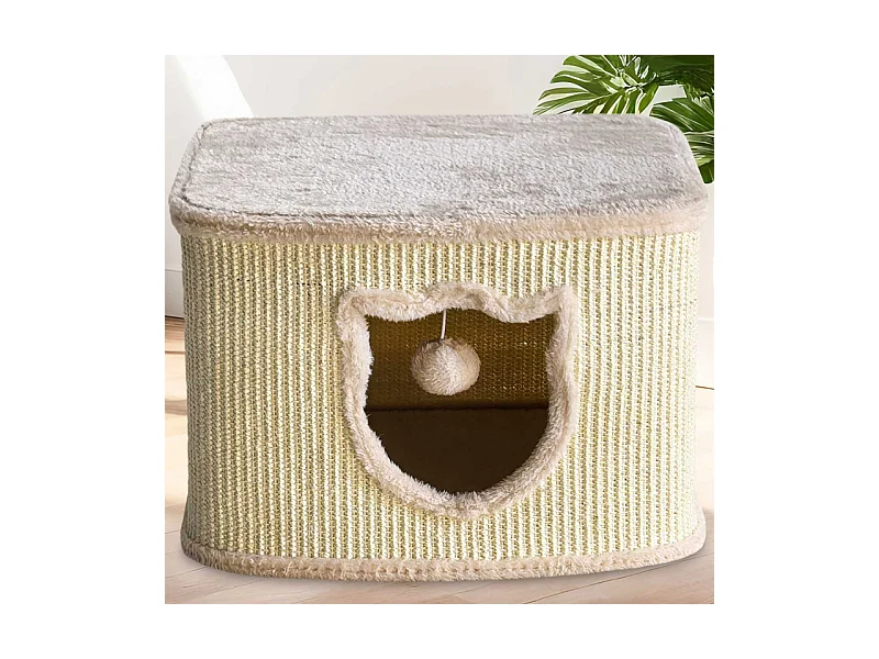 Maison pour chats avec griffoirs en sisal Beige 40x40x27cm