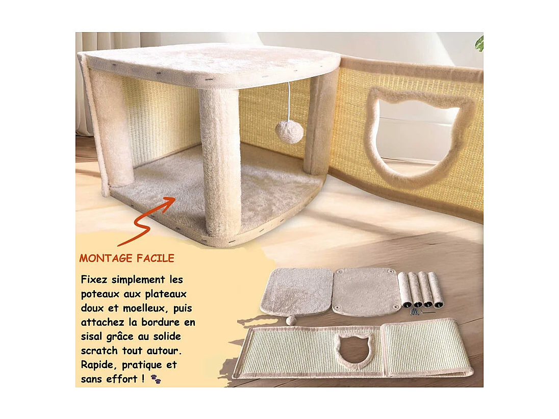Maison pour chats avec griffoirs en sisal Beige 40x40x27cm