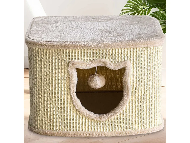 Maison pour chats avec griffoirs en sisal Beige 40x40x27cm