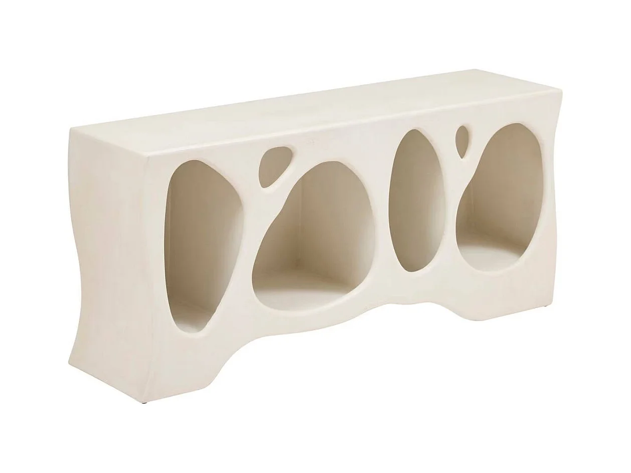 buffet meuble bas 4 niches coloris ivoire - Longueur 137 x Profondeur 36 x Hauteur 61,5 cm