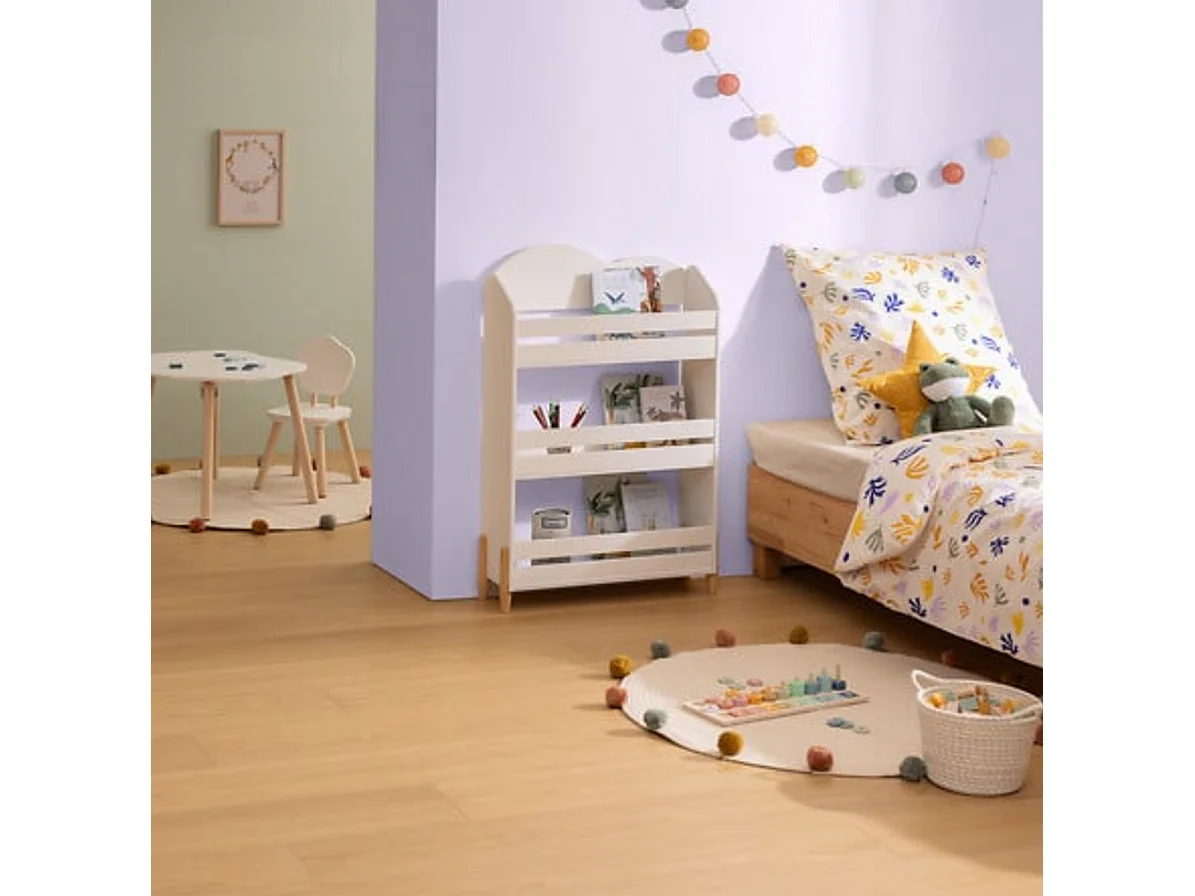 Bibliothèque enfant de 3 étagères coloris Blanc - Longueur 61,5 x Largeur 18,5 x Hauteur 100 cm