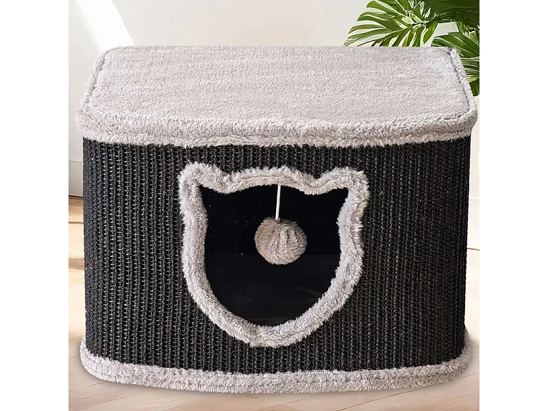Maison pour chats avec griffoirs en sisal Noir 40x40x27cm
