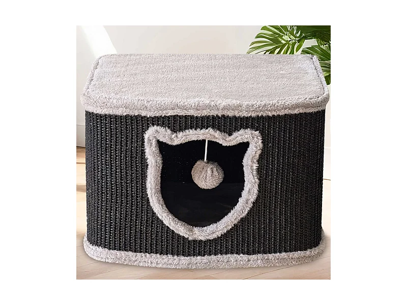 Maison pour chats avec griffoirs en sisal Noir 40x40x27cm