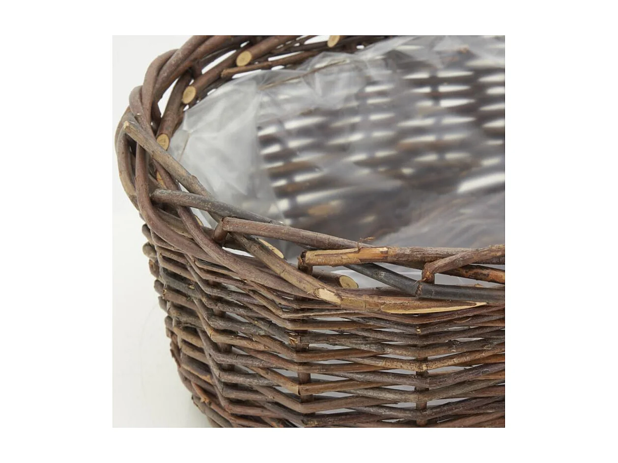 Corbeilles ovales en osier brut marron (lot de 2)