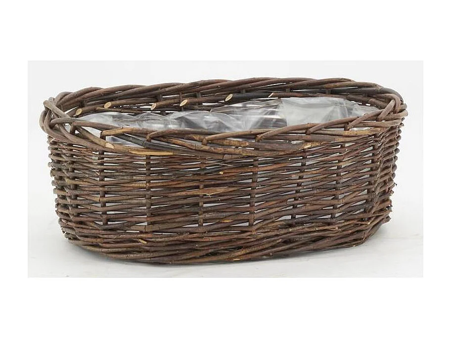 Corbeilles ovales en osier brut marron (lot de 2)