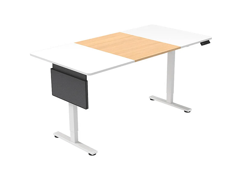 Home Deluxe Bureau ELMO réglable en hauteur avec support PC blanc/bois 120 x 60 cm