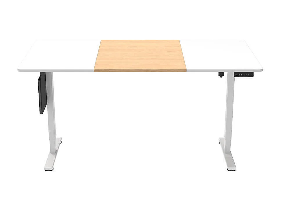 Home Deluxe Bureau ELMO réglable en hauteur avec support PC blanc/bois 120 x 60 cm