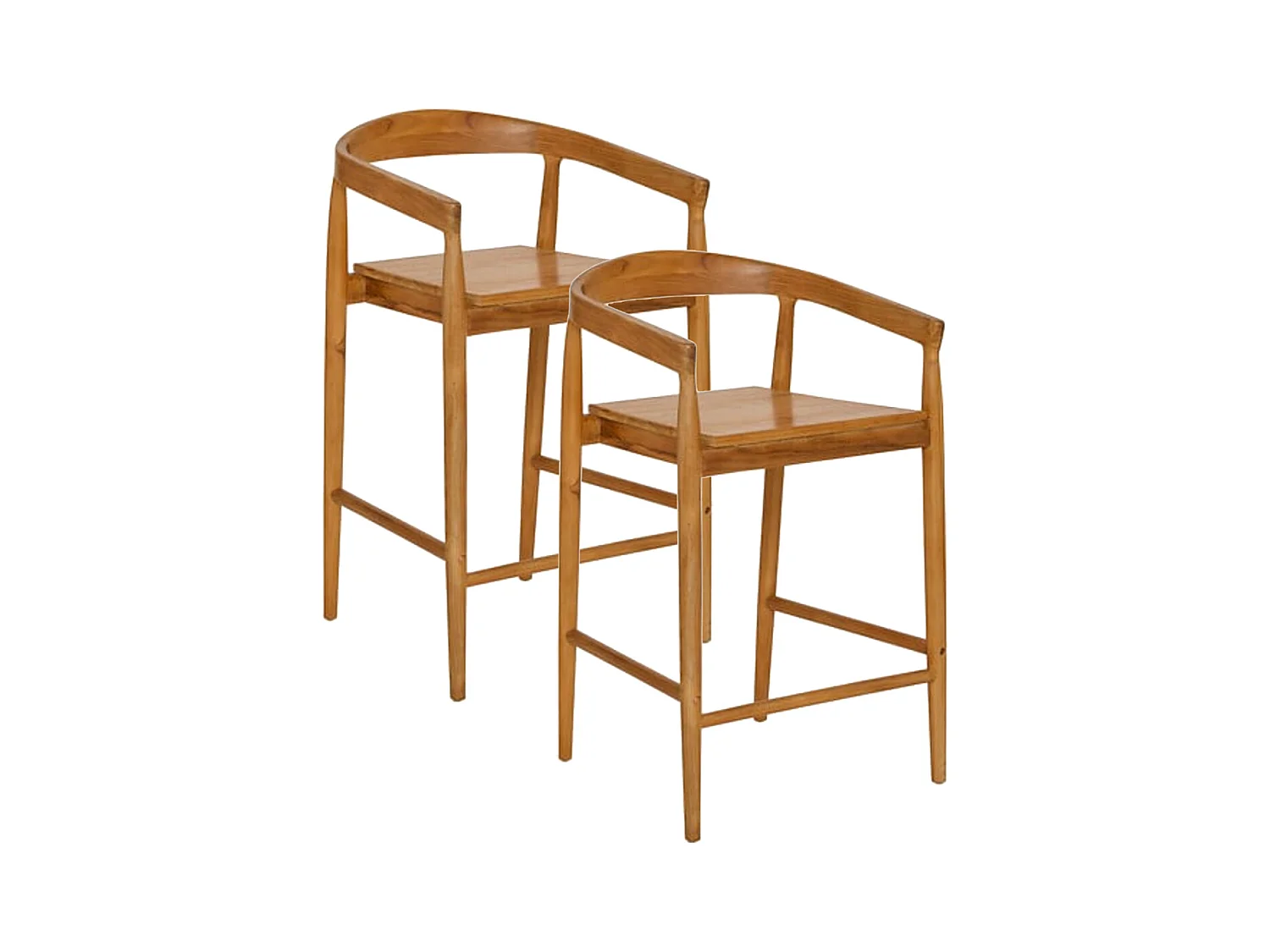 Lot de 2 Tabourets de bar en Teck - Longueur 55,5 x Profondeur 56 x Hauteur 95 cm