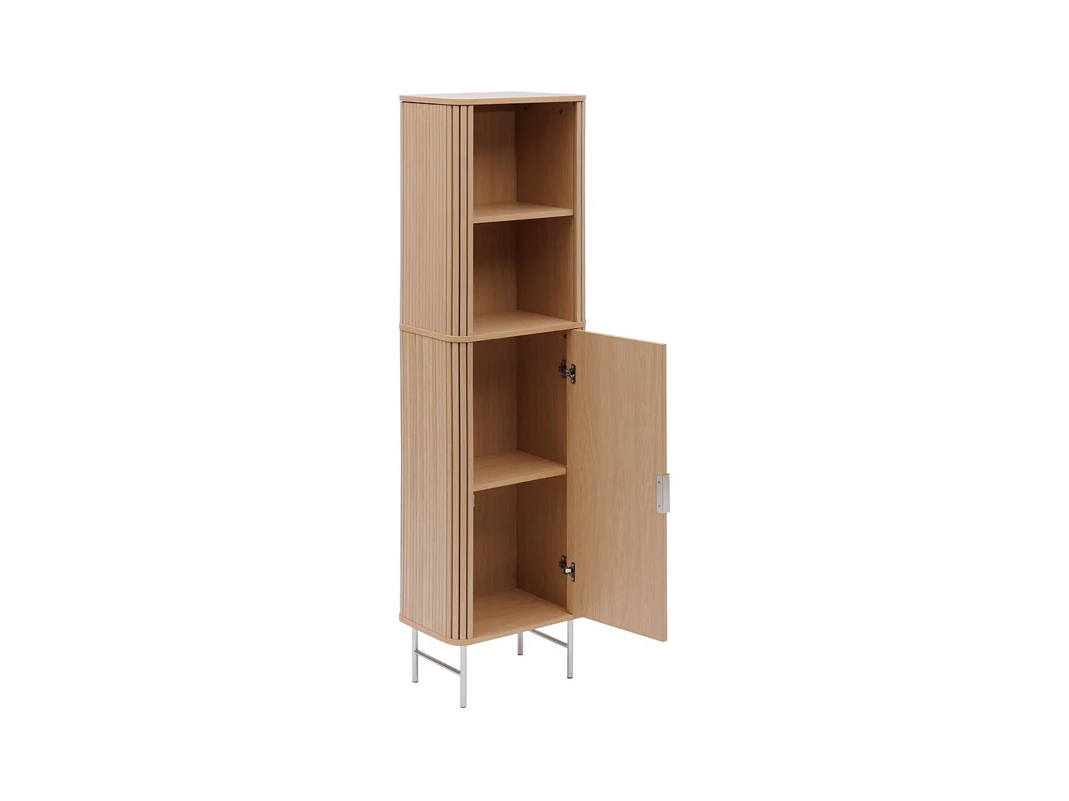 Colonne Meuble de salle de bain 1 porte 4 niches - Longueur 45 x largeur 30 x Hauteur 160 cm