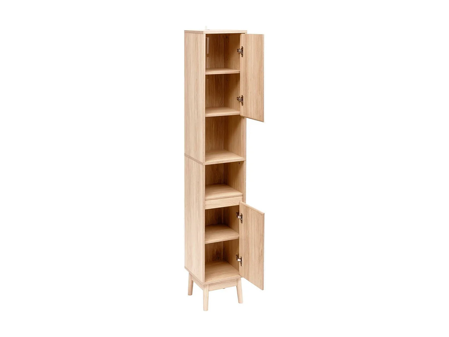 Colonne de rangement SDB 2 portes coloris effet bois clair - Longueur 30 x largeur 30 x Hauteur 170 cm