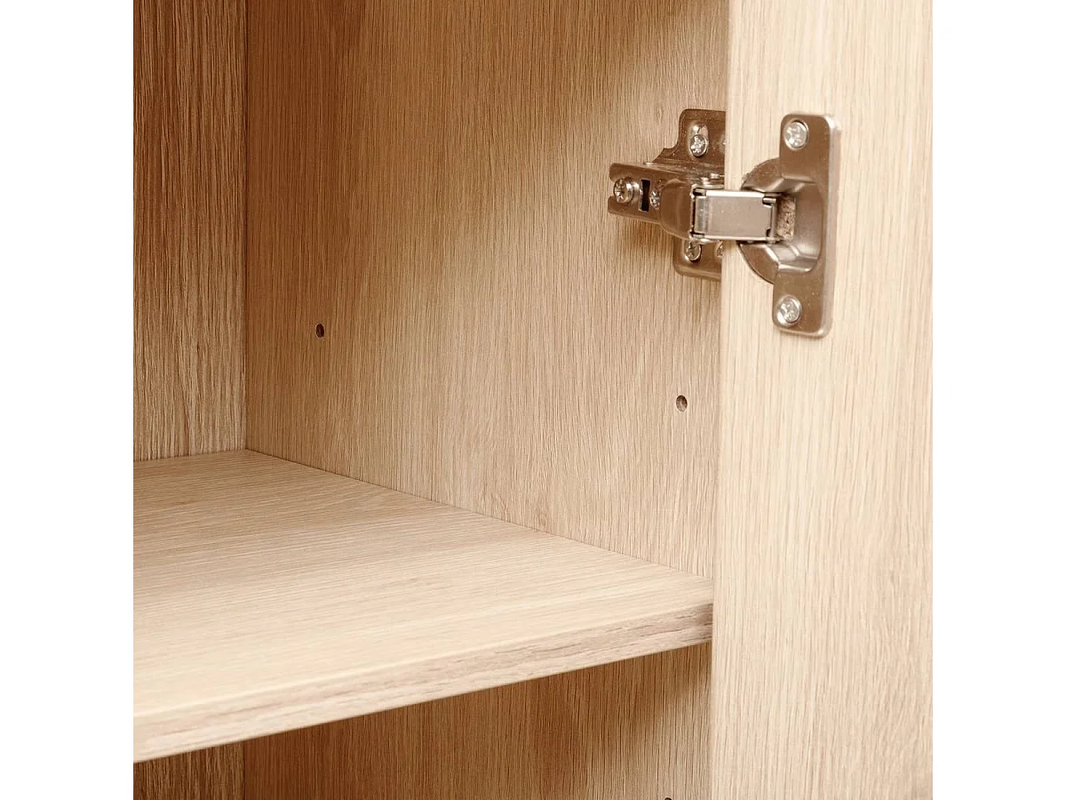 Colonne de rangement SDB 2 portes coloris effet bois clair - Longueur 30 x largeur 30 x Hauteur 170 cm