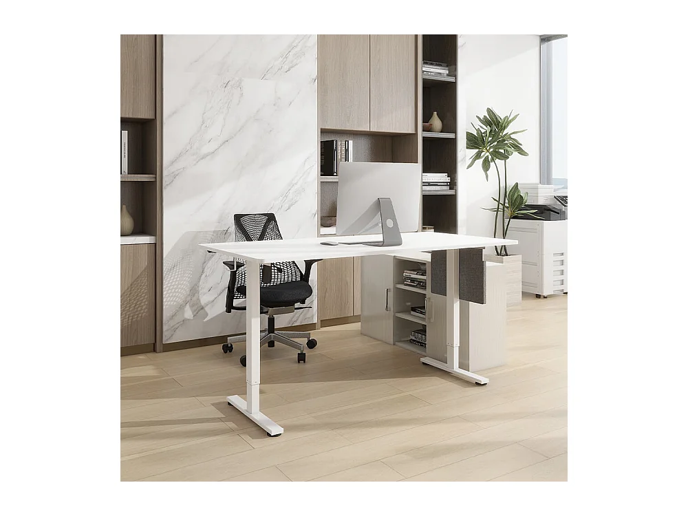 Home Deluxe Bureau réglable en hauteur avec support PC blanc 160 x 80 cm
