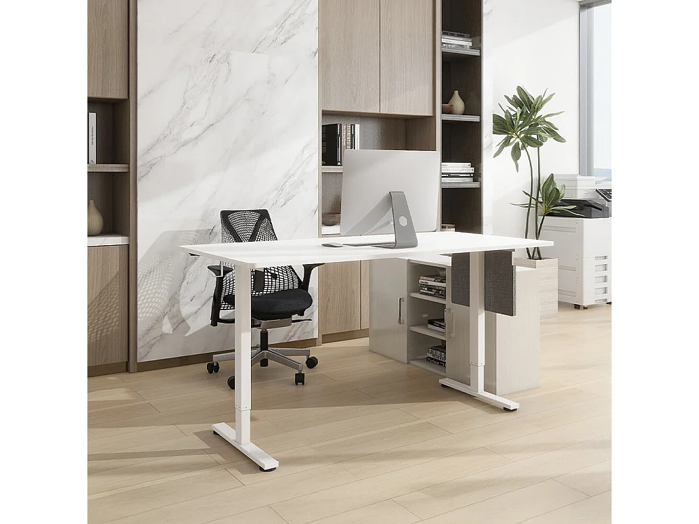 Home Deluxe Bureau réglable en hauteur avec support PC blanc 160 x 80 cm