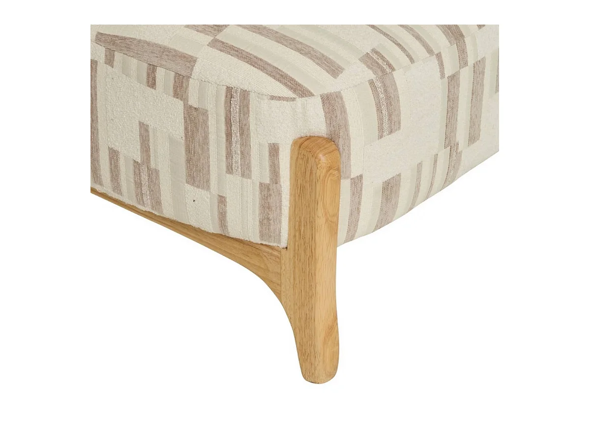 Fauteuil chenille rembourré à motifs avec pieds bois effet naturel - Longueur 63 x Profondeur 69 x Hauteur 72 cm