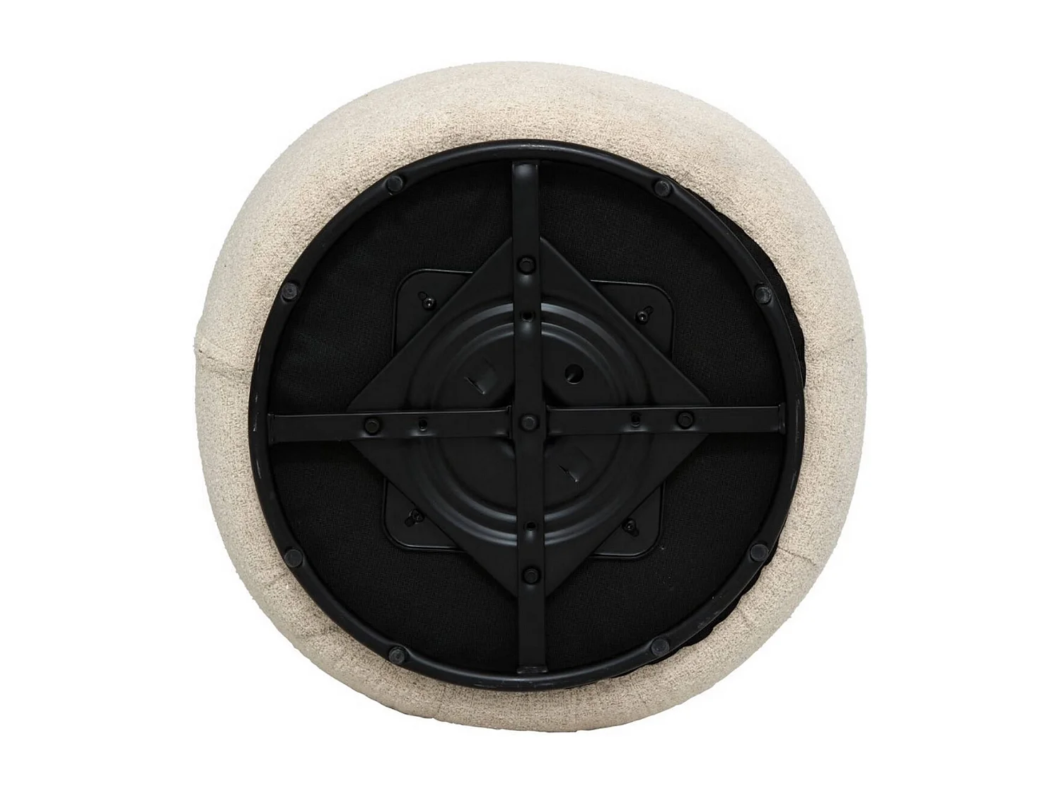 Fauteuil pivotant rembourré bouclette coloris ivoire - Longueur 73,5 x Profondeur 71,5 x Hauteur 72,5 cm