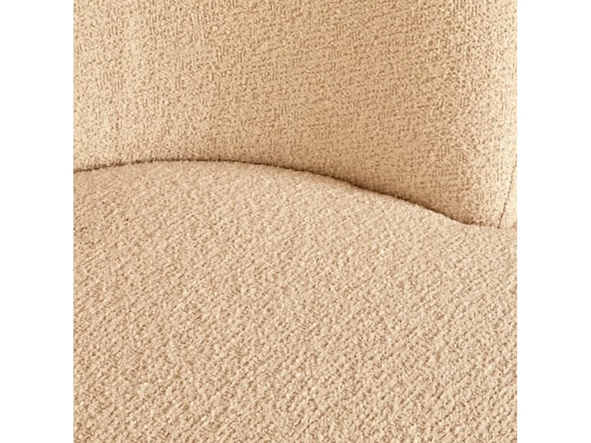Fauteuil pivotant rembourré bouclette coloris ivoire - Longueur 73,5 x Profondeur 71,5 x Hauteur 72,5 cm