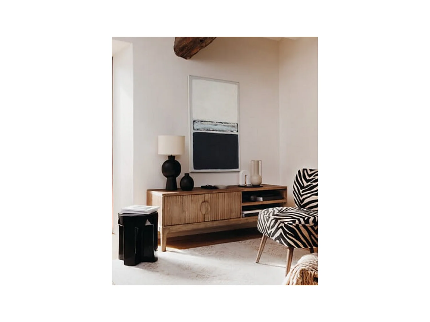 Fauteuil de salon imprimé zèbre - Longueur 68,5 x Profondeur 68,5 x Hauteur 80 cm