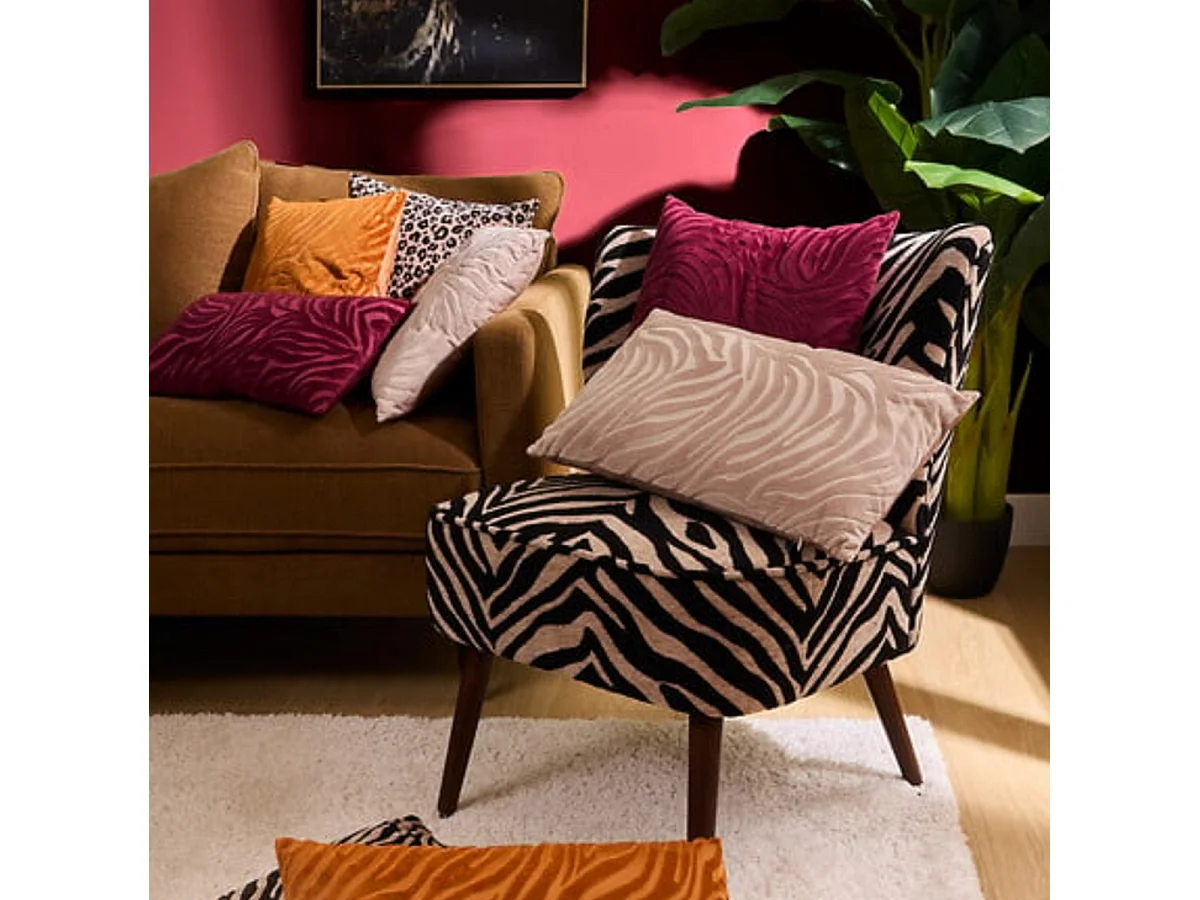 Fauteuil de salon imprimé zèbre - Longueur 68,5 x Profondeur 68,5 x Hauteur 80 cm