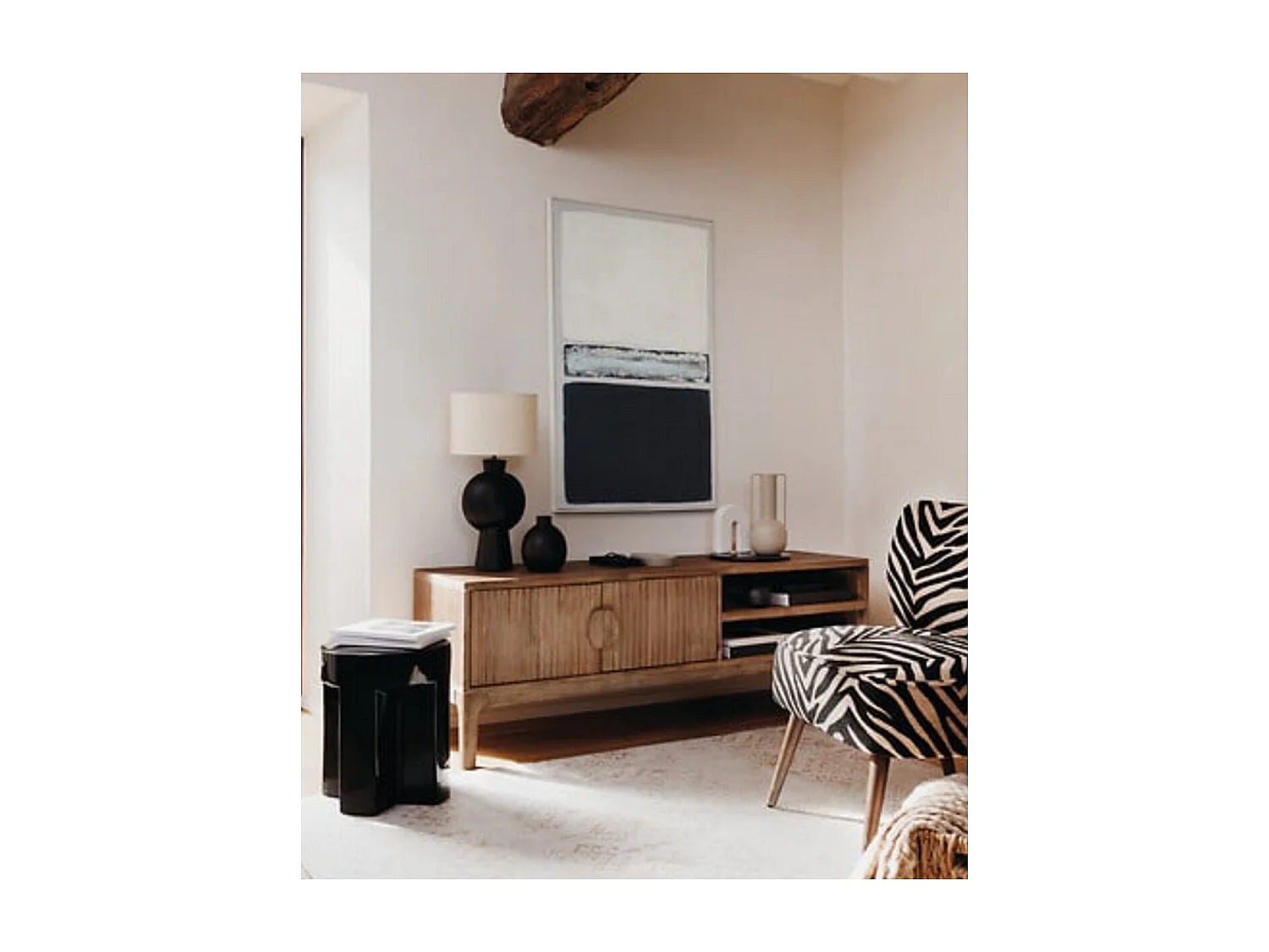 Fauteuil de salon imprimé zèbre - Longueur 68,5 x Profondeur 68,5 x Hauteur 80 cm