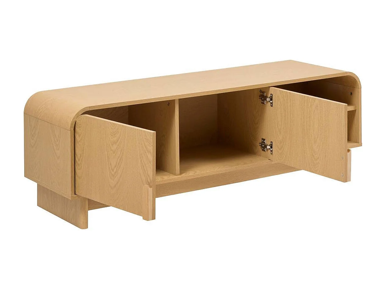 Meuble TV de 2 portes et 1 étagère coloris Beige - longueur 140 x Profondeur 40 x Hauteur 45 cm