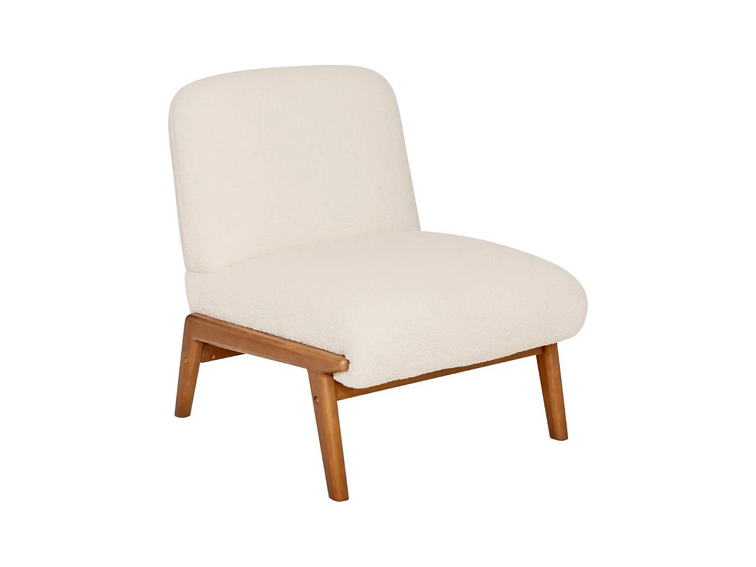 Fauteuil revêtu de tissu bouclette coloris ivoire - Longueur 61,4 x Profondeur 75,5 x Hauteur 76 cm