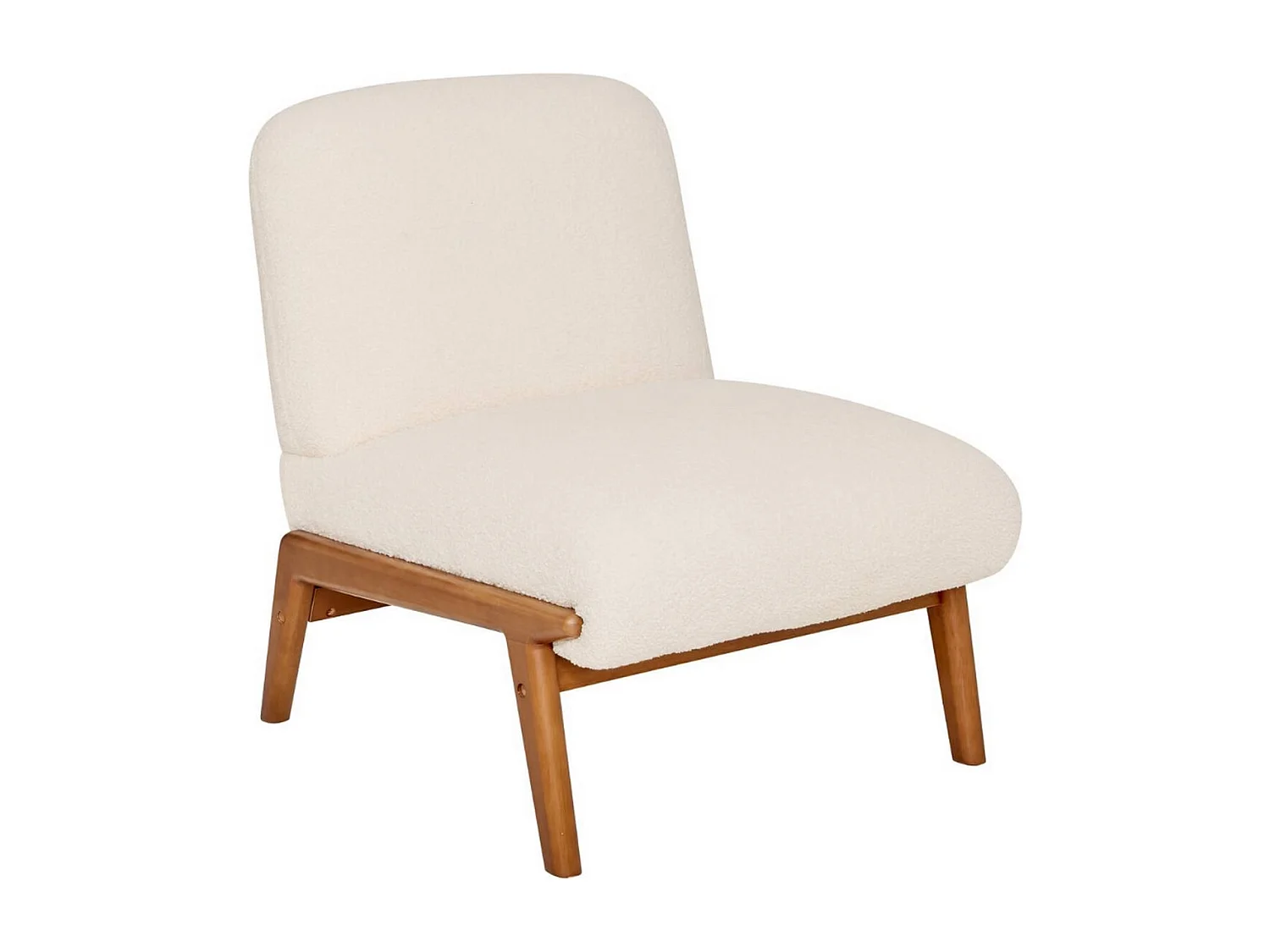 Fauteuil revêtu de tissu bouclette coloris ivoire - Longueur 61,4 x Profondeur 75,5 x Hauteur 76 cm