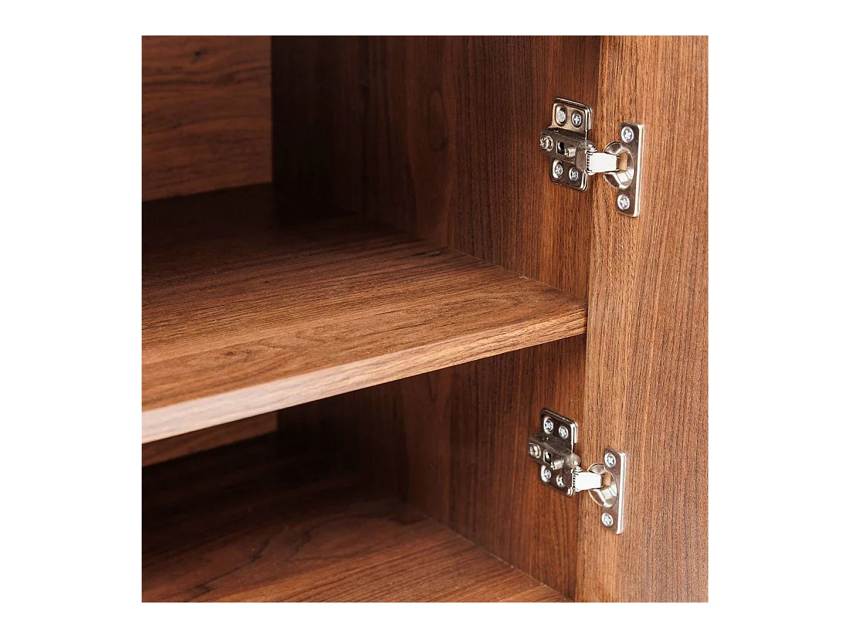 Meuble TV de 4 portes 2 coloris noyer - Longueur 140 x Profondeur 40 x Hauteur 48 cm