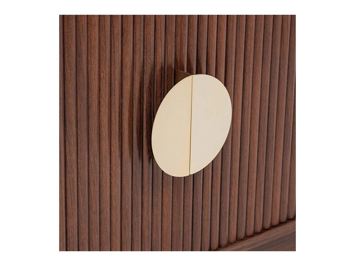 Meuble TV de 4 portes 2 coloris noyer - Longueur 140 x Profondeur 40 x Hauteur 48 cm