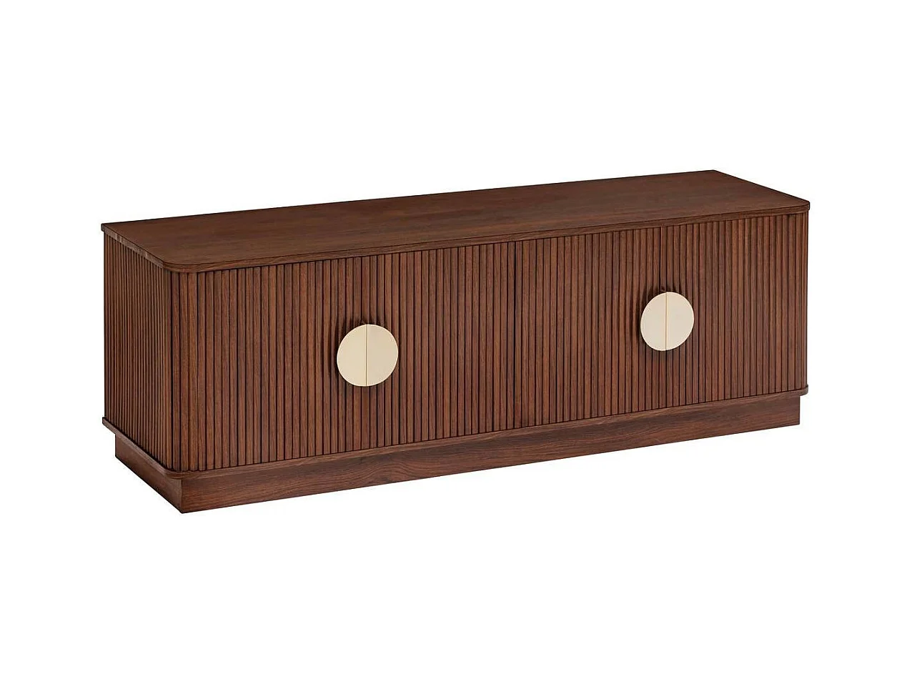 Meuble TV de 4 portes 2 coloris noyer - Longueur 140 x Profondeur 40 x Hauteur 48 cm