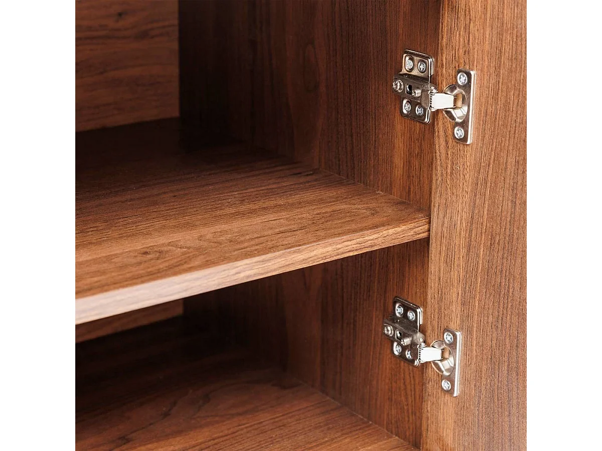 Meuble TV de 4 portes 2 coloris noyer - Longueur 140 x Profondeur 40 x Hauteur 48 cm