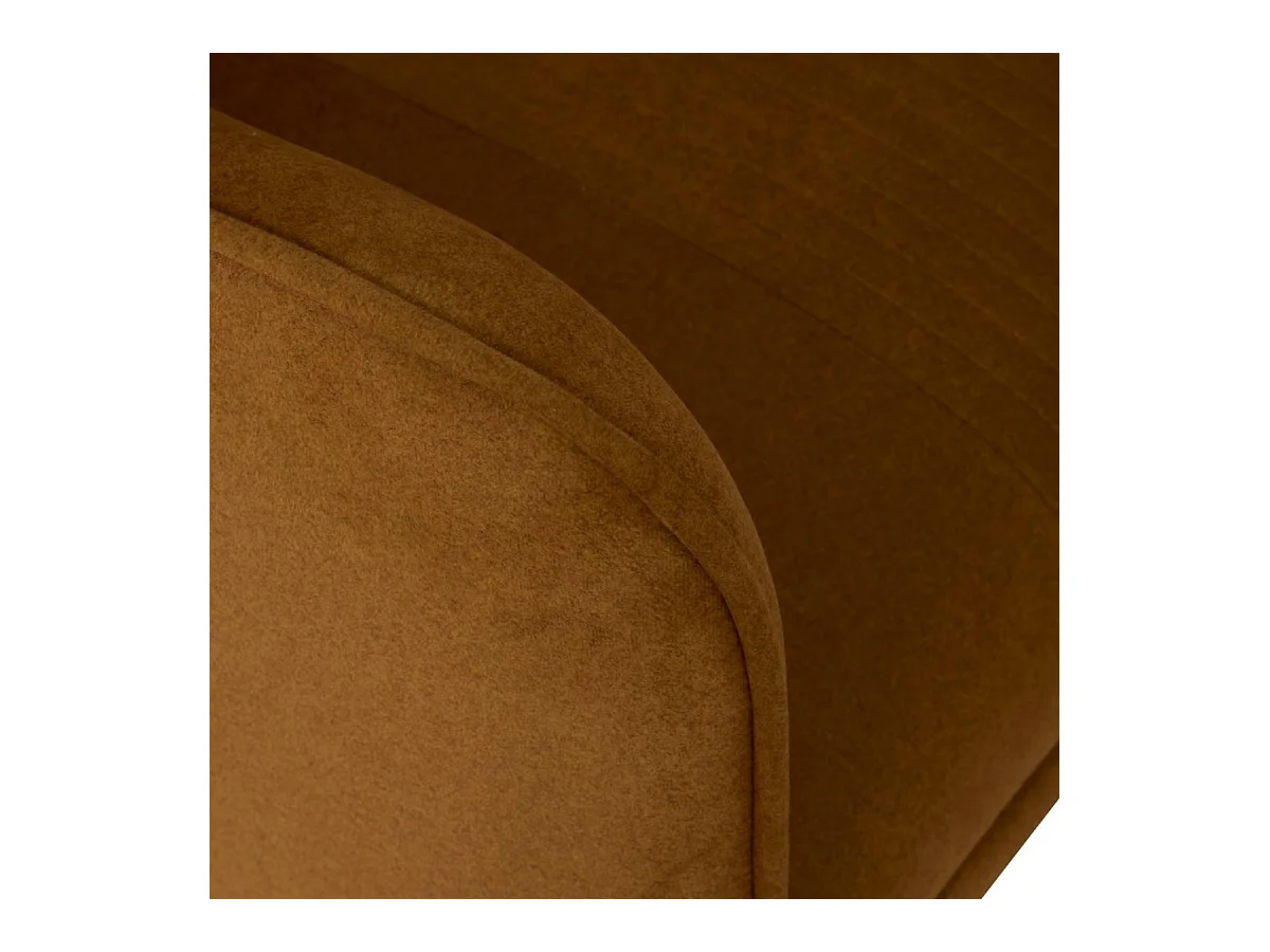 Fauteuil vintage en velours côtelé camel - Longueur 78 x Profondeur 74 x Hauteur 75,5 cm