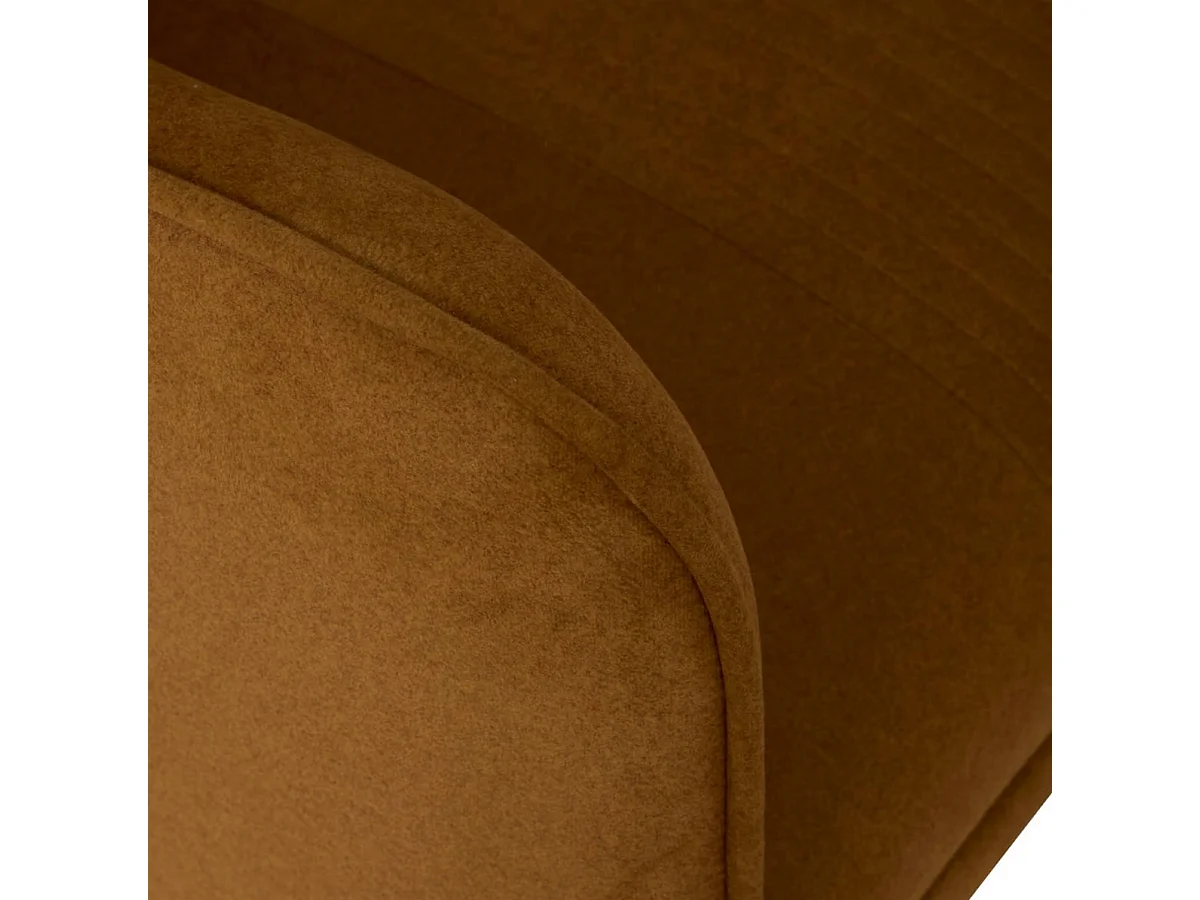 Fauteuil vintage en velours côtelé camel - Longueur 78 x Profondeur 74 x Hauteur 75,5 cm