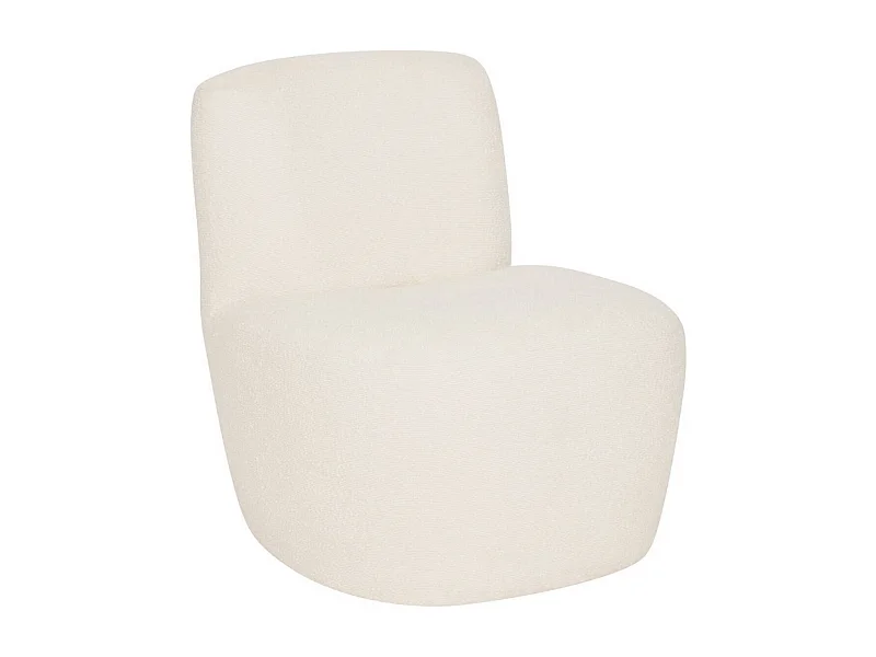Fauteuil revêtu de tissu bouclette coloris ivoire - Longueur 63,6 x Profondeur 70,8 x Hauteur 67,8 cm