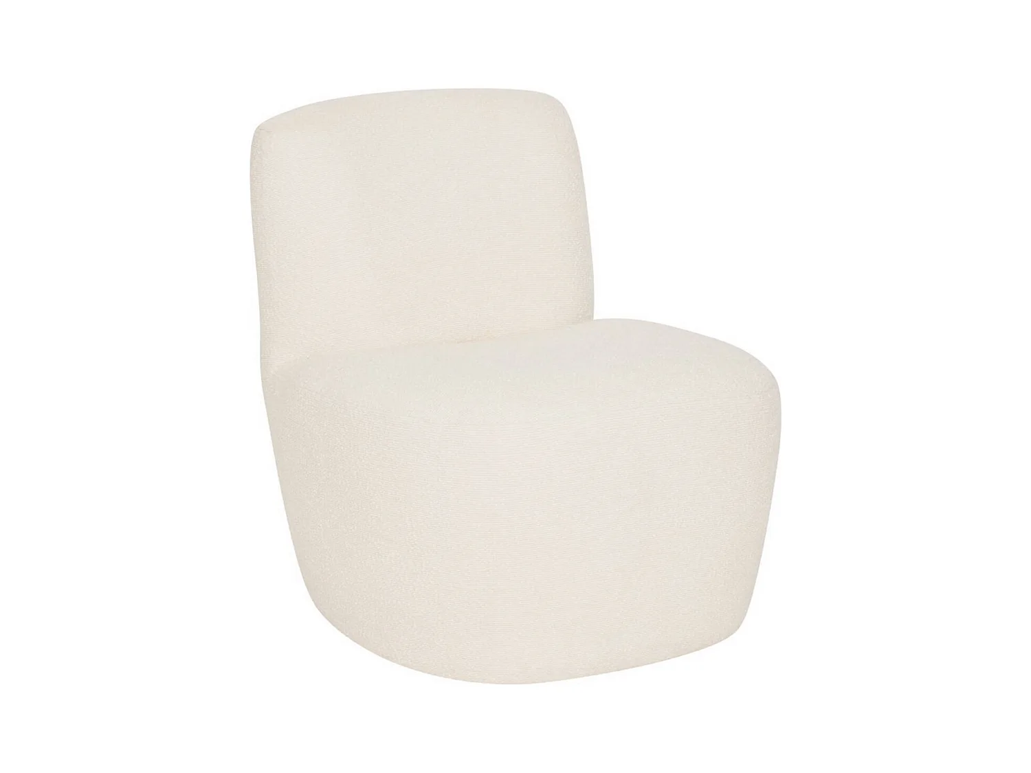 Fauteuil revêtu de tissu bouclette coloris ivoire - Longueur 63,6 x Profondeur 70,8 x Hauteur 67,8 cm