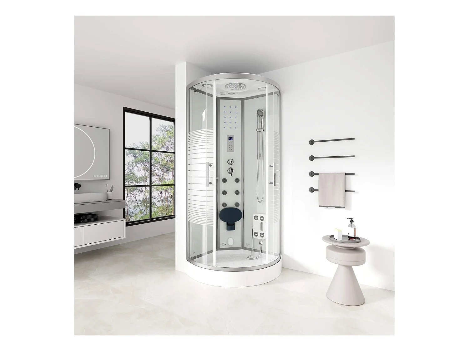 Home Deluxe Douche à vapeur WHITE PEARL 90 x 90 cm