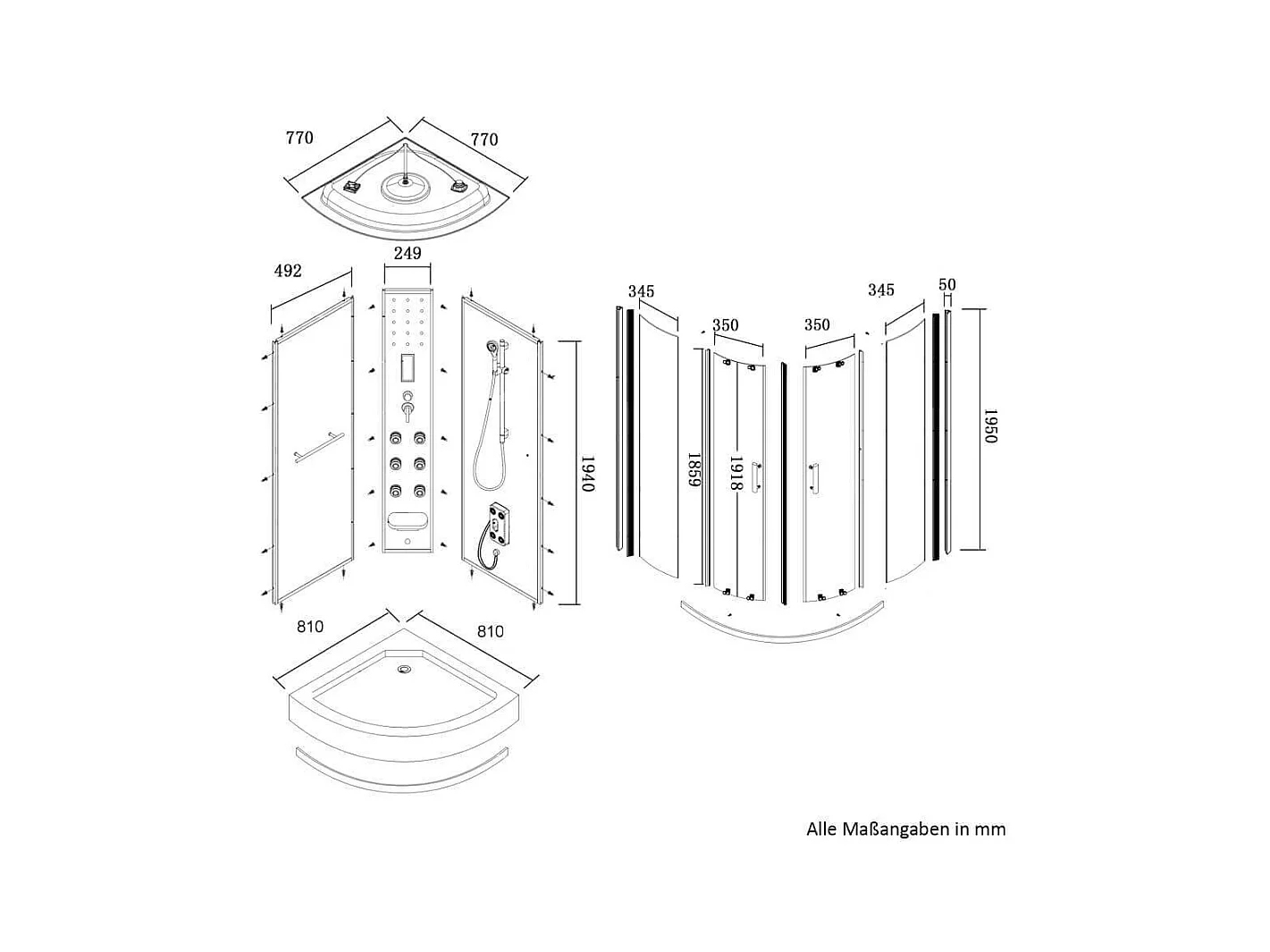 Home Deluxe Douche à vapeur WHITE PEARL 90 x 90 cm