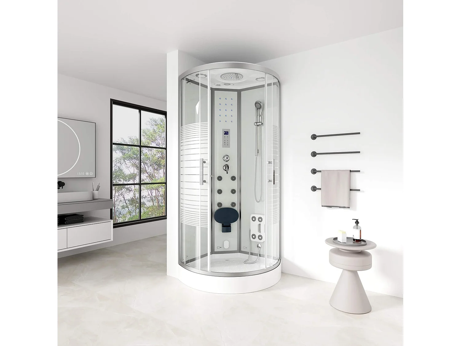 Home Deluxe Douche à vapeur WHITE PEARL 90 x 90 cm