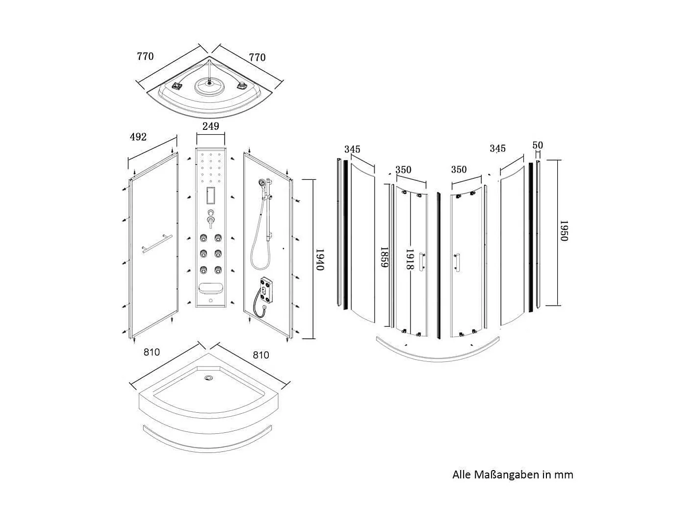 Home Deluxe Douche à vapeur WHITE PEARL 90 x 90 cm